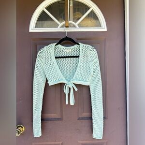 La Hearts Light Green Knit Tie-Front Sweater